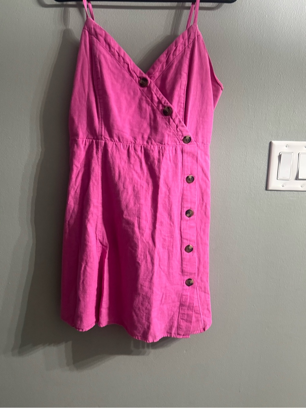 American Eagle Outfitters Bright Pink Button-Front Sundress - Picture 3 of 8